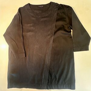 Women’s Black Asymmetrical Cotton and Silk Tunic Top - Canadian Design